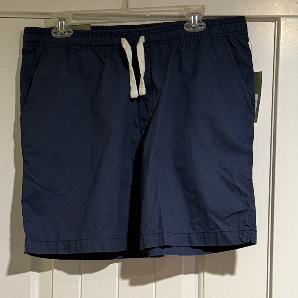 Navy Elastic Waist Drawstring Shorts